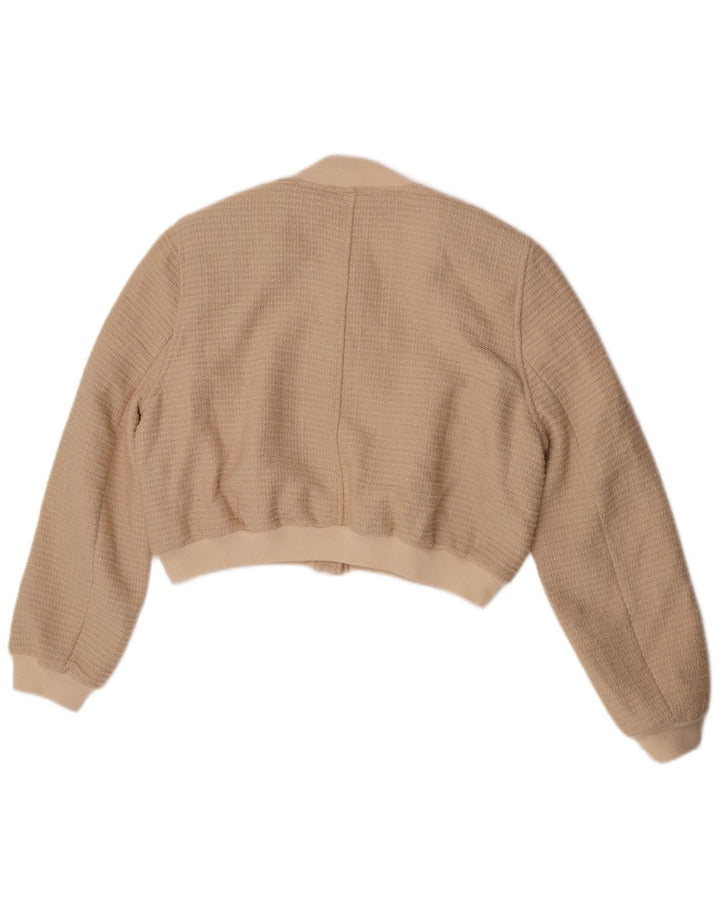 Zara Damen Bomberjacke UK 16 Large Beige Baumwolle