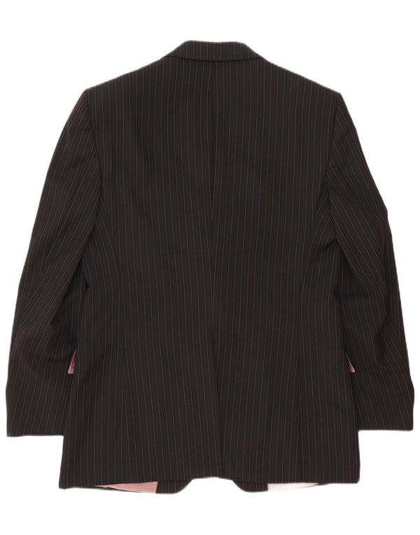 Hugo Boss Herren-Blazer mit 3 Knöpfen, Größe 52, XL, schwarz, Nadelstreifen, Wolle, klassisch