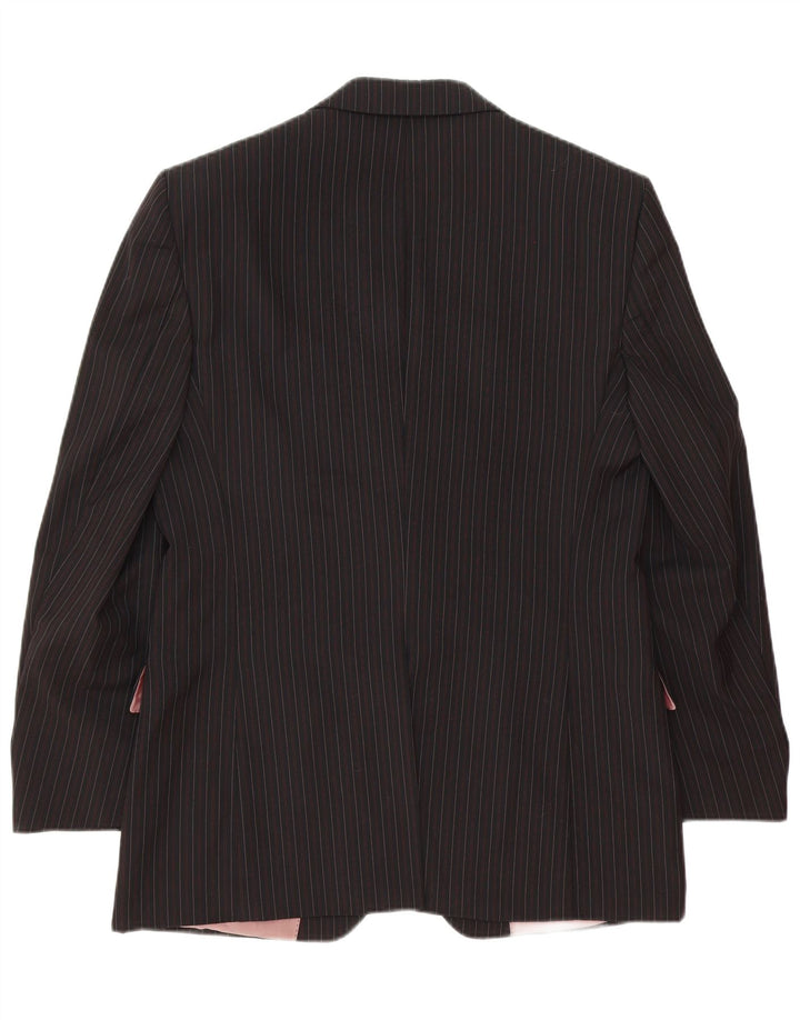 Hugo Boss Herren-Blazer mit 3 Knöpfen, Größe 52, XL, schwarz, Nadelstreifen, Wolle, klassisch