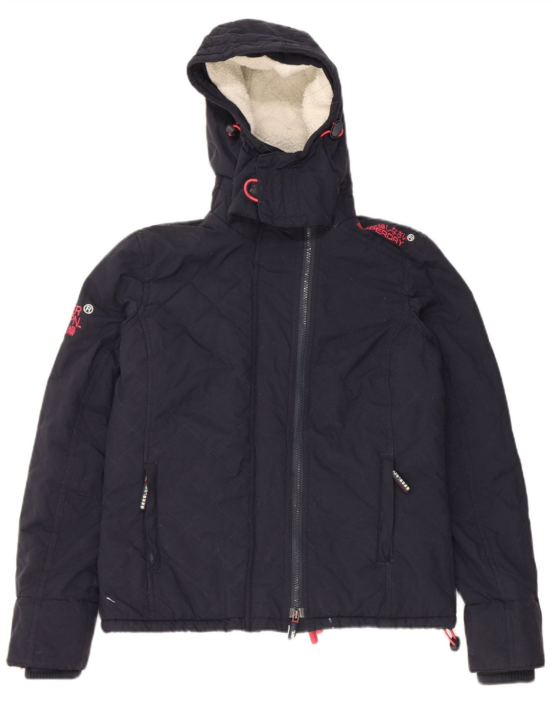 Superdry Damen Windcheater Kapuzen-Windjacke UK 16 Large Marineblau