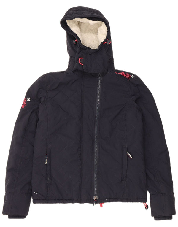 Superdry Damen Windcheater Kapuzen-Windjacke UK 16 Large Marineblau