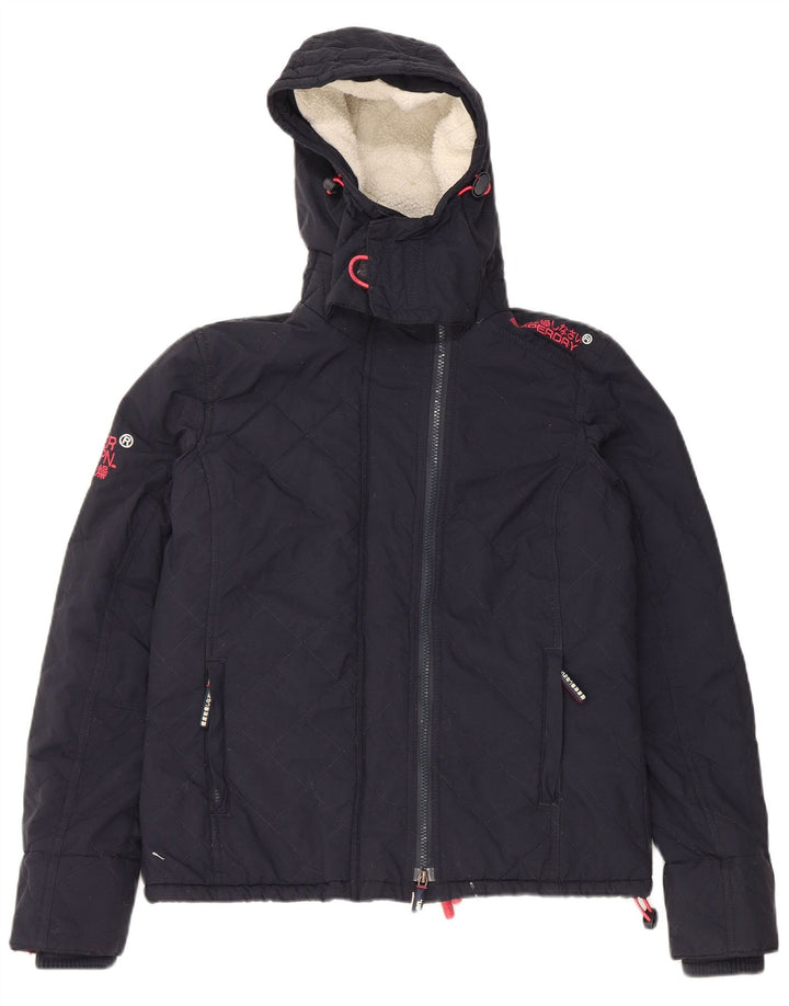 Superdry Damen Windcheater Kapuzen-Windjacke UK 16 Large Marineblau