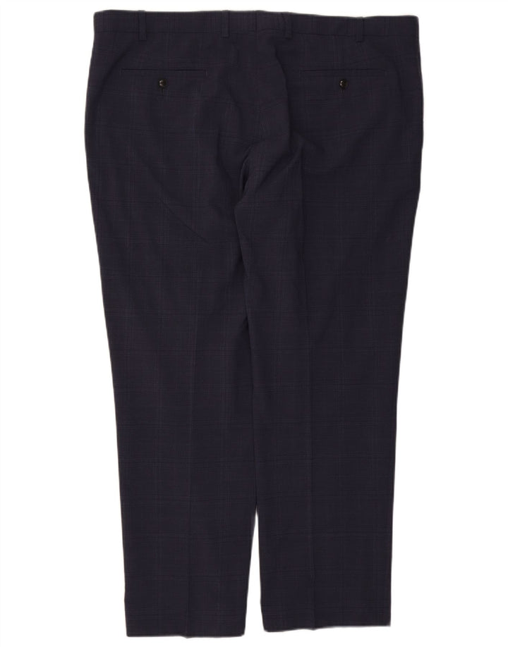 Marks & Spencer Herren-Anzughose, normal, W42, L29, marineblau karierte Wolle