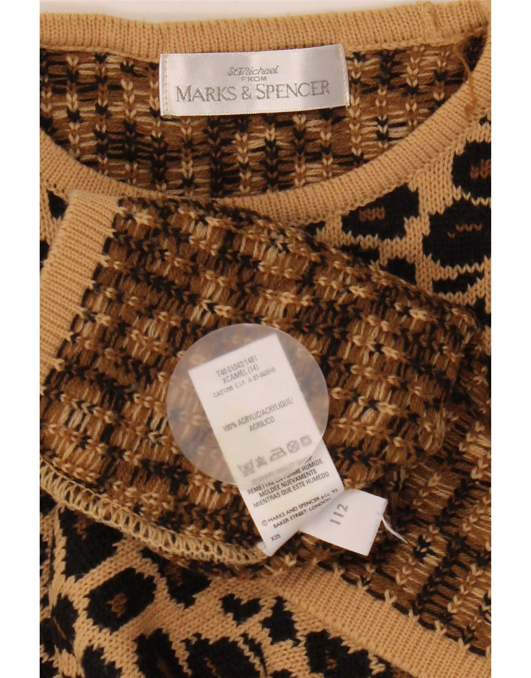 Marks & Spencer Damen-Pullover mit Rundhalsausschnitt, Gr. 14, Braun