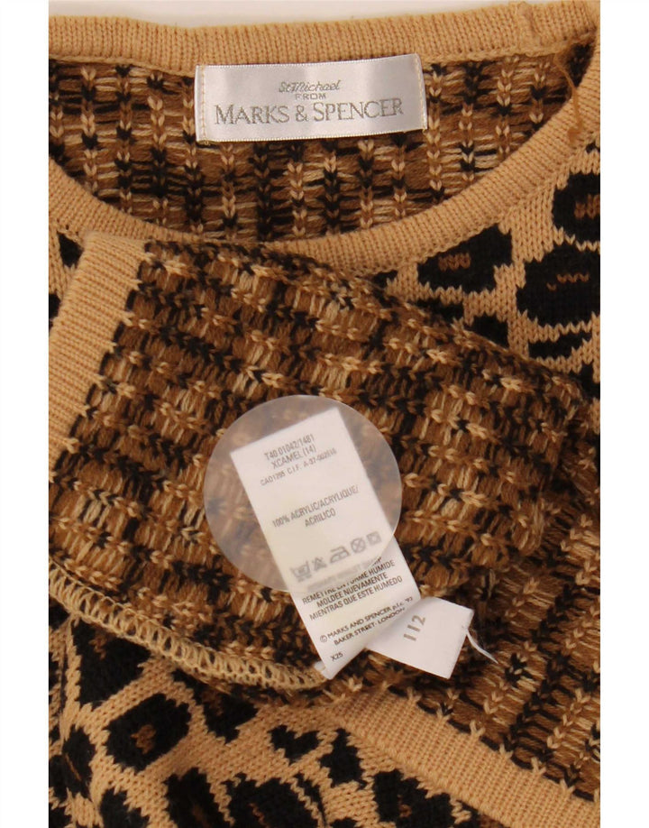 Marks & Spencer Damen-Pullover mit Rundhalsausschnitt, Gr. 14, Braun