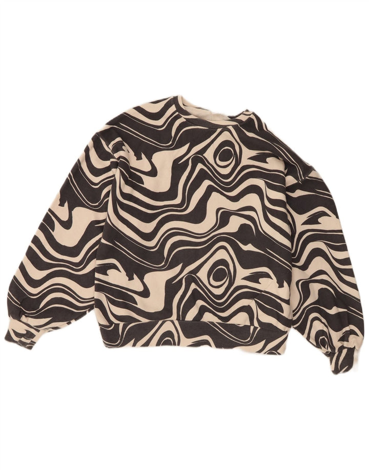 Zara Mädchen-Sweatshirt mit abstraktem Muster, 13–14 Jahre, schwarze Baumwolle