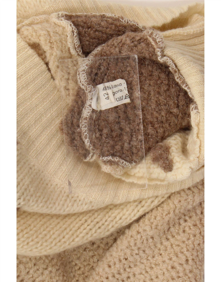 VINTAGE Rollkragenpullover für Damen IT 42 Mittelbeige Farbblock