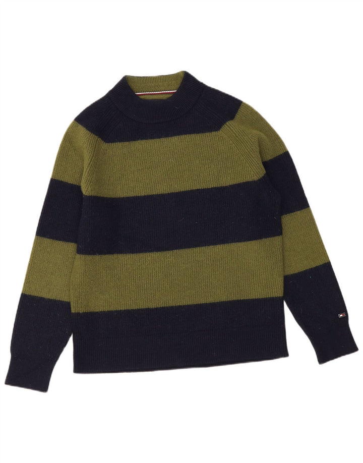Tommy Hilfiger Herren-Pullover mit Rollkragen, mittelgrau, gestreift, Wolle