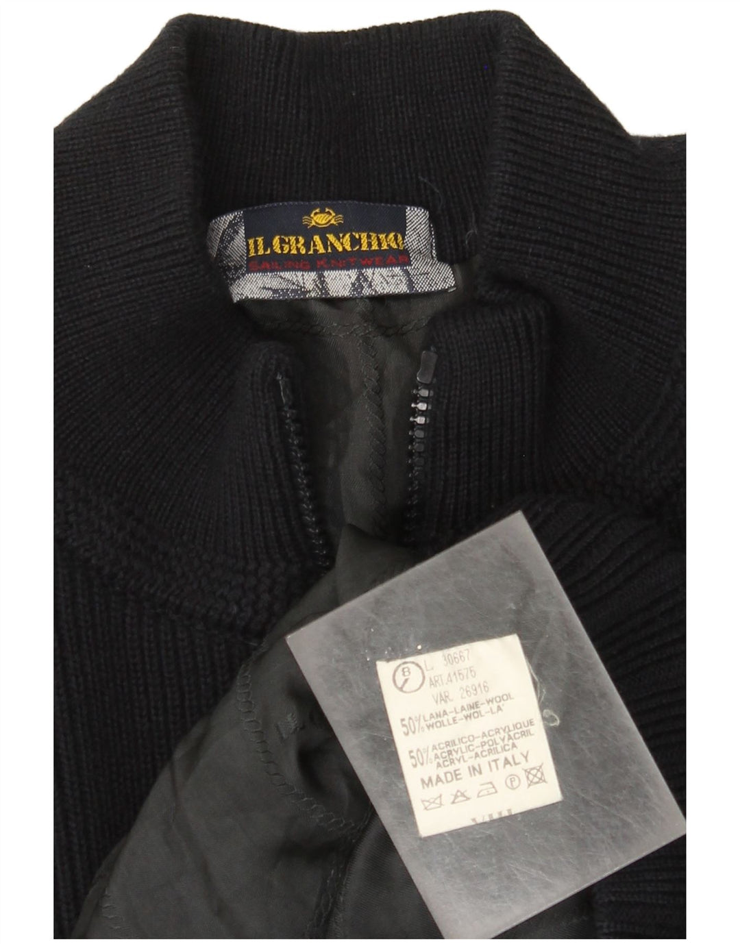 Il Granchio Herren-Strickjacke, große marineblaue Wolle