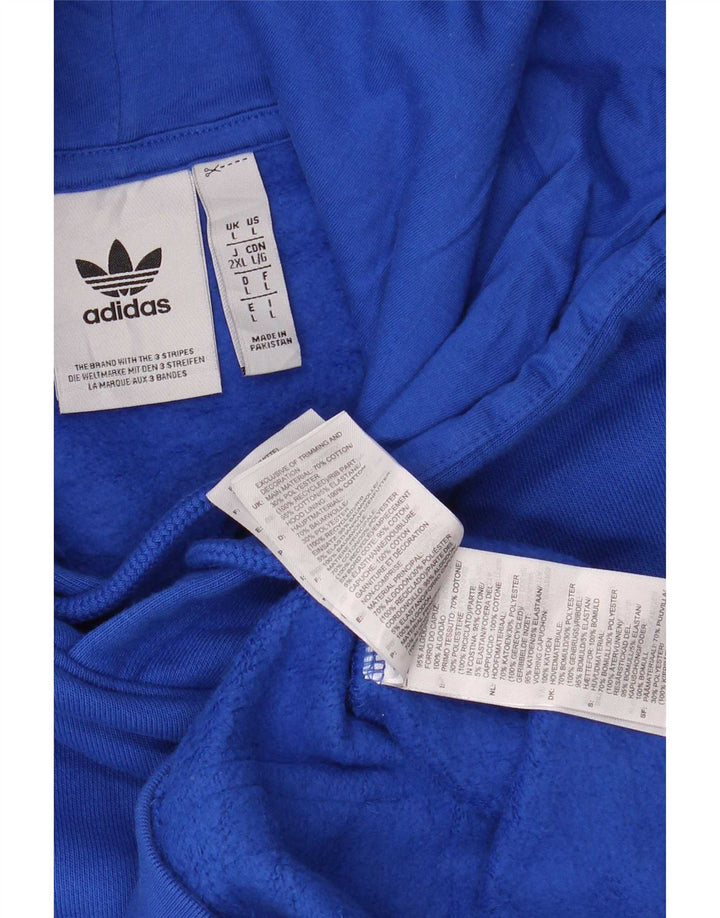Adidas Herren Kapuzenpullover, groß, aus blauer Baumwolle