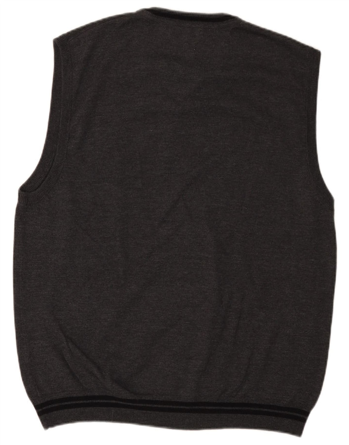 VINTAGE Herren Weste Tank Top Groß Grau Polyacryl