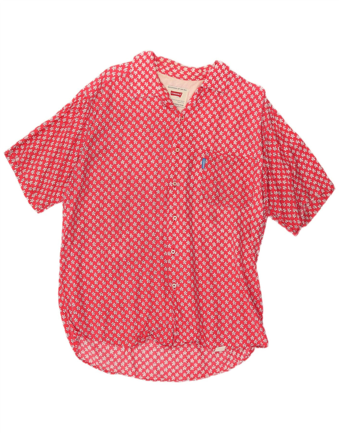 Carrera Herren Kurzarmhemd XL Rot geblümt