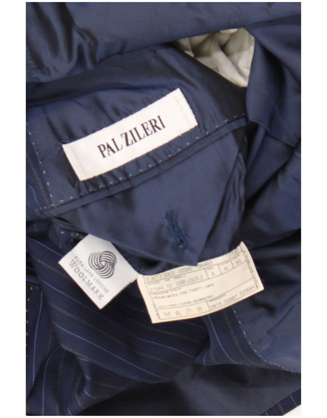 Pal Zileri Herren-Blazer mit 3 Knöpfen, IT 50, groß, marineblau, Nadelstreifen
