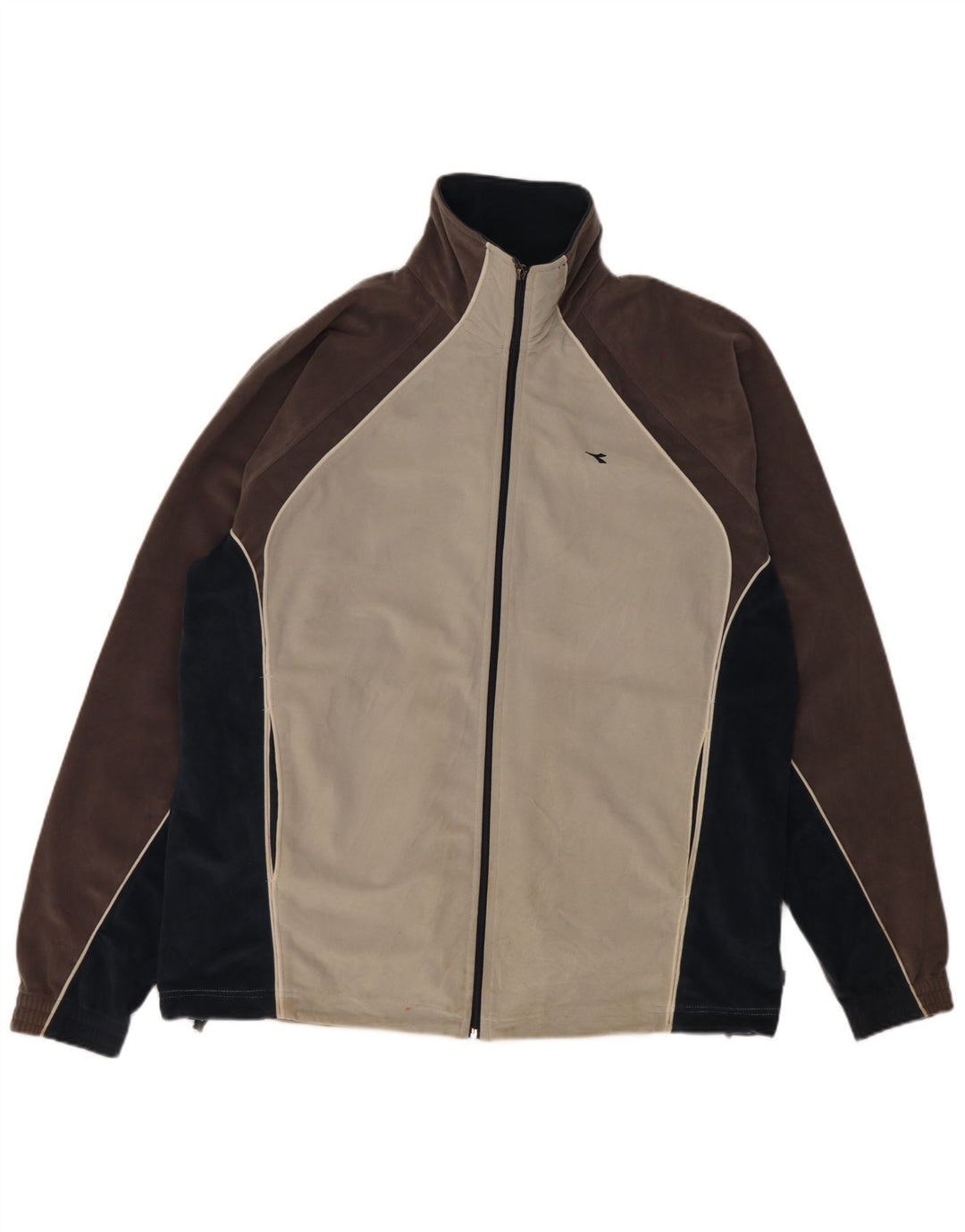 Diadora Herren-Trainingsanzug-Oberteiljacke UK 46 XL Graues Colourblock-Polyester
