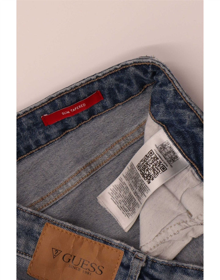 Guess Damen Slim Tapered Jeans W32 L34 Blaues Polyester