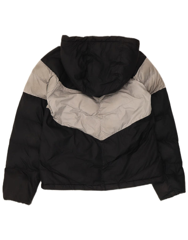 Nike Jungen-Jacke mit Kapuze, gepolstert, 12–13 Jahre, Größe L, Schwarz, Farbblock
