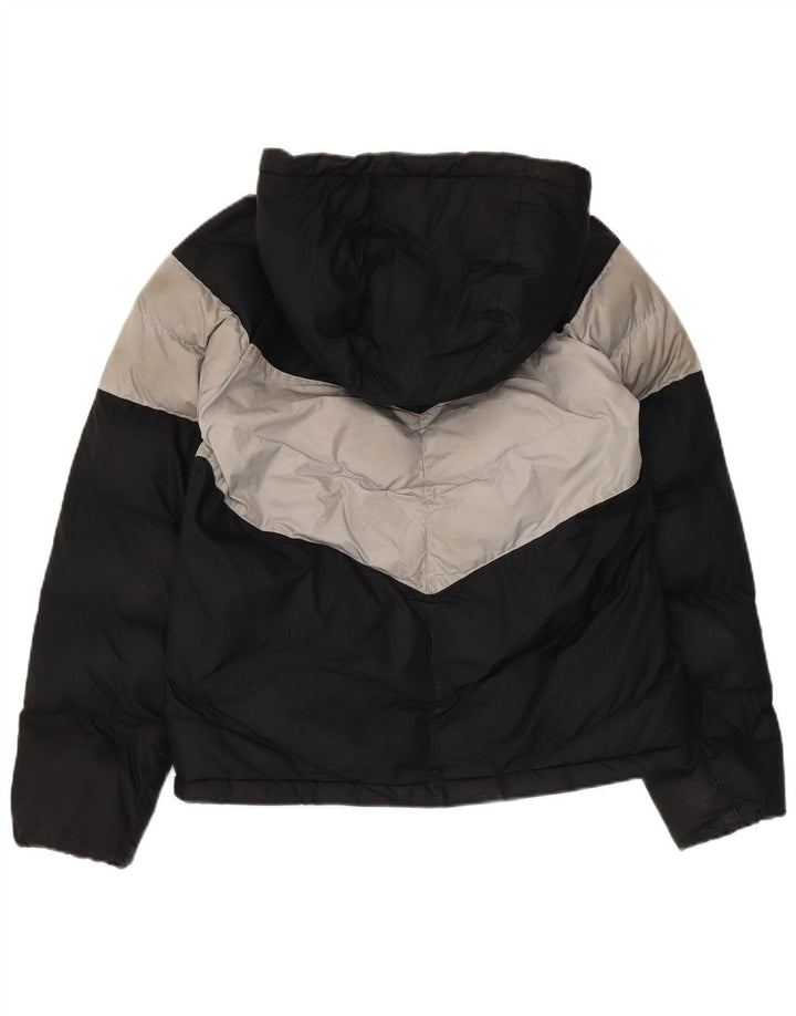 Nike Jungen-Jacke mit Kapuze, gepolstert, 12–13 Jahre, Größe L, Schwarz, Farbblock
