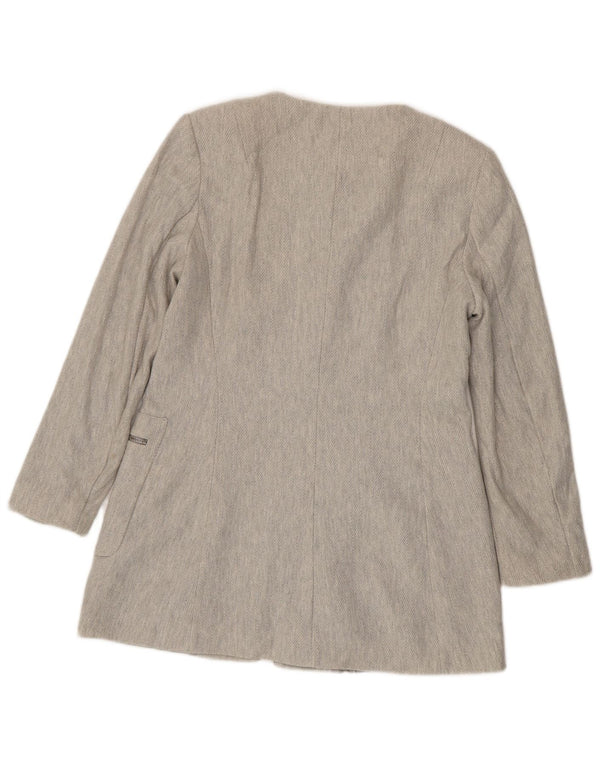 Zara Damen-Blazer mit durchgehendem Reißverschluss, UK 18, XL, graue Baumwolle mit Fischgrätenmuster