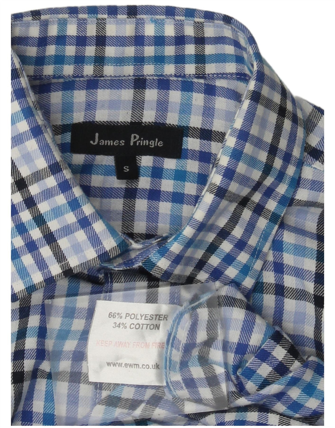 James Pringle Herren-Flanellhemd, klein, blau kariert, Polyester