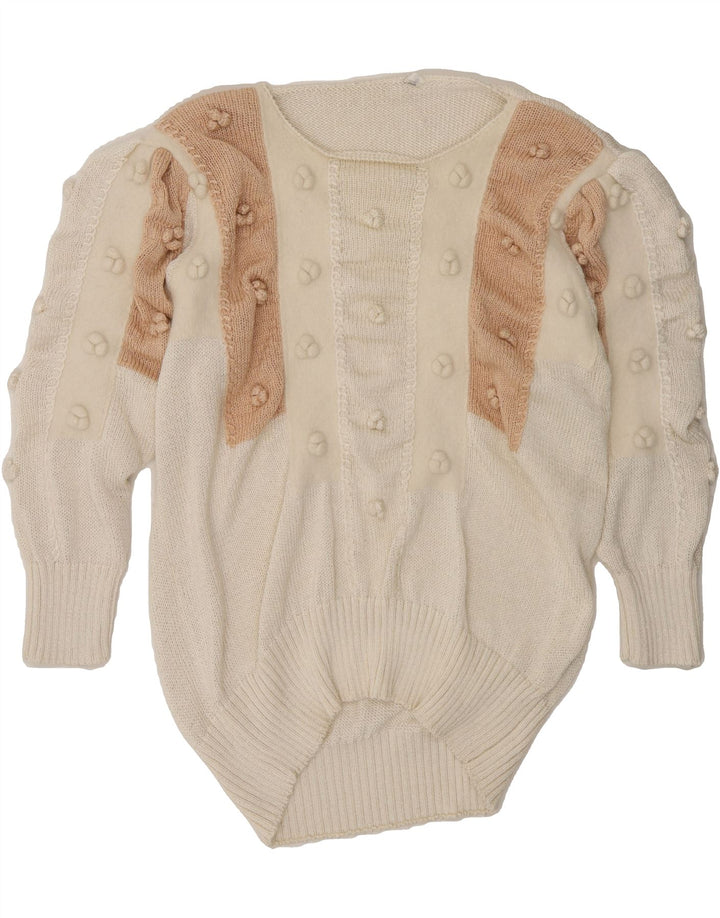 VINTAGE Womens Oversized Boat Neck Jumper Sweater UK 10 Small White Vintage Vintage and Second-Hand Vintage from Messina Hembry 