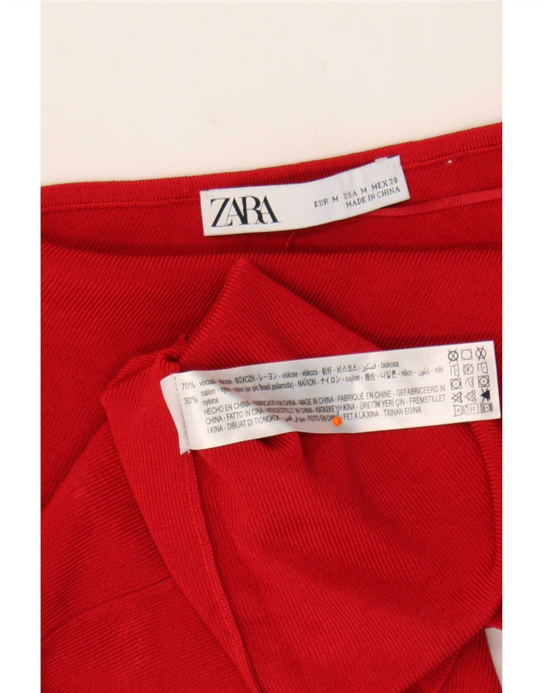 Zara Damen Crop One Shoulder Top UK 12 Mittelrote Viskose