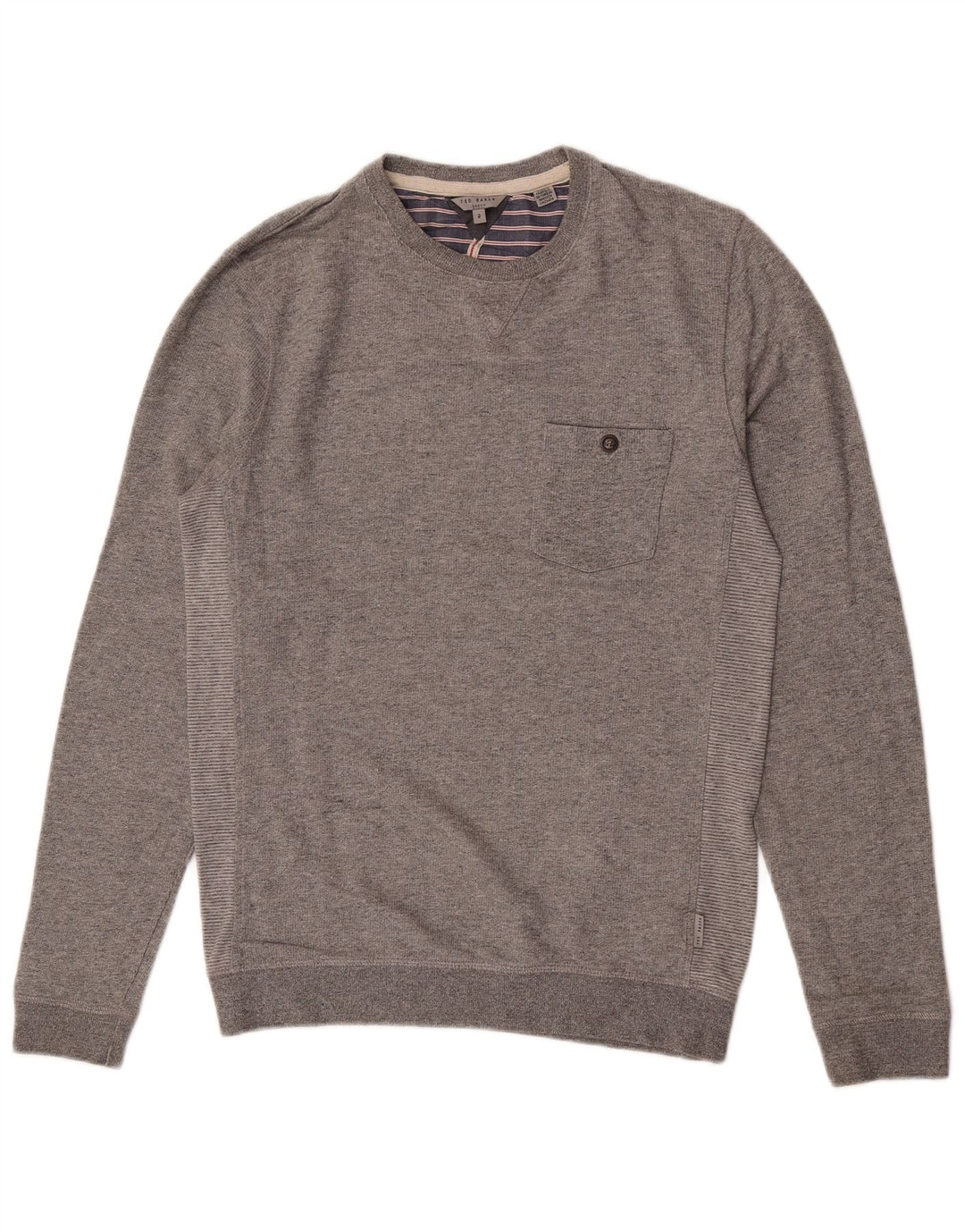 Ted Baker Herren-Sweatshirt-Pullover, Größe 2, klein, grau gefleckte Baumwolle