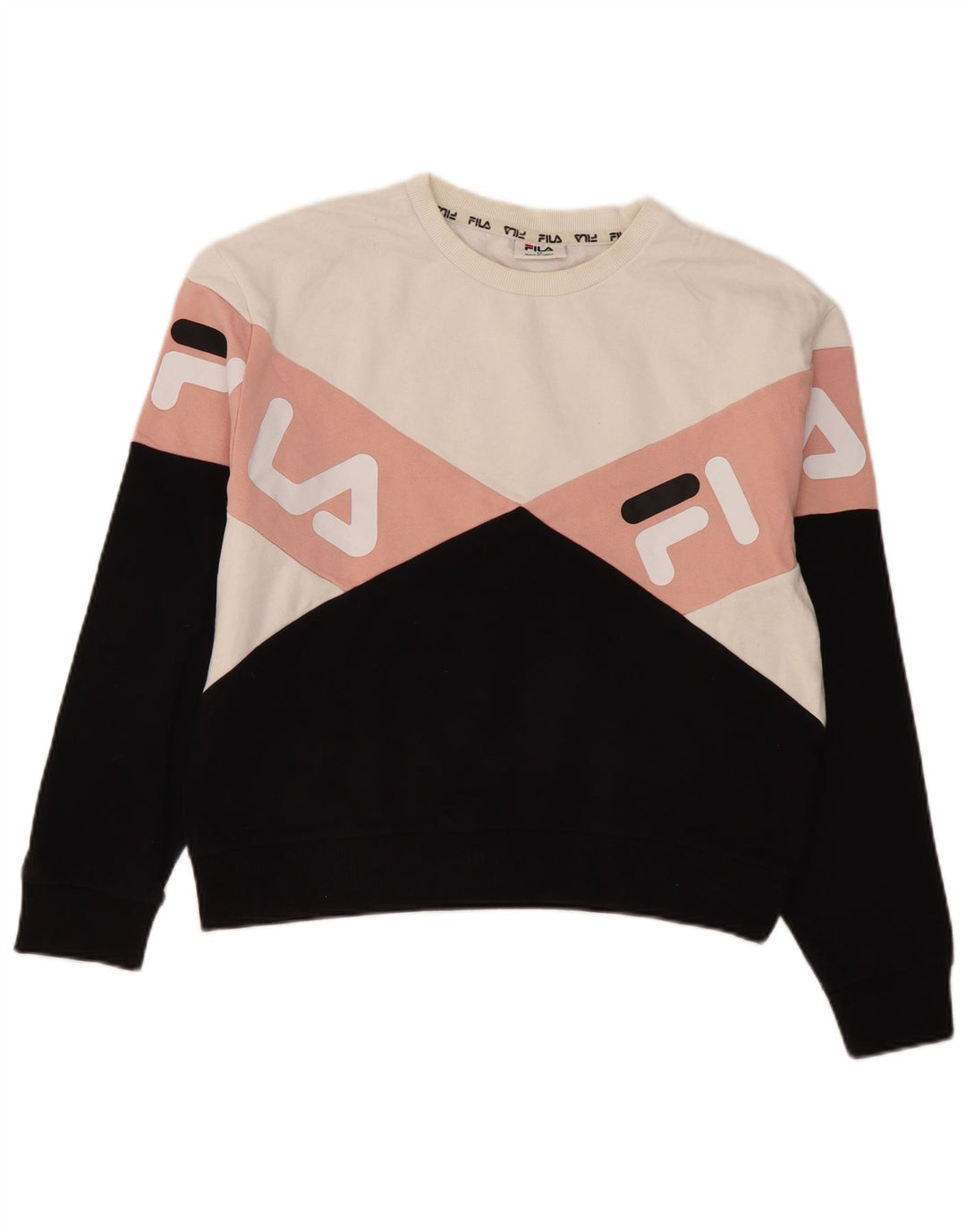 Fila Damen Grafik-Sweatshirt-Pullover UK 12 Medium Mehrfarbig