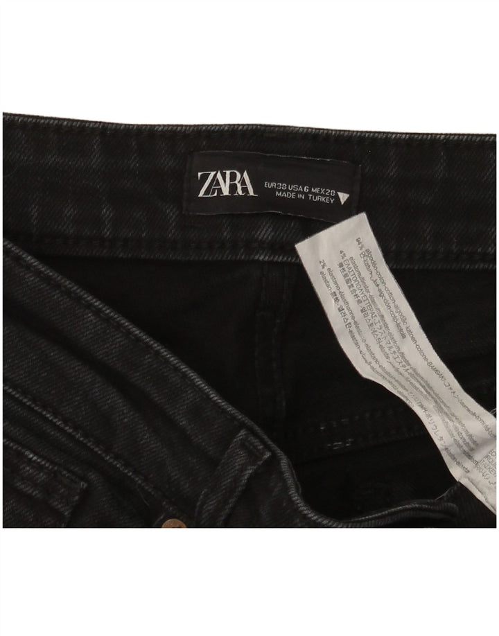 Zara Damen Bootcut Jeans EU 38 Small W28 L26 Schwarze Baumwolle