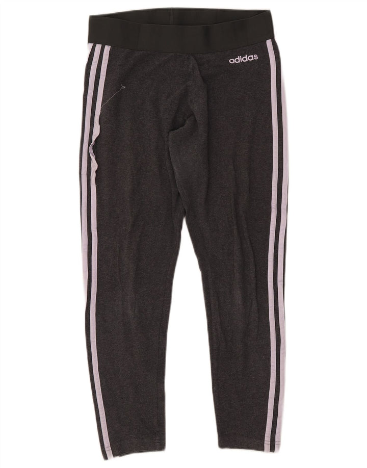 ADIDAS Damen Leggings UK 12 Mittelgraue Baumwolle