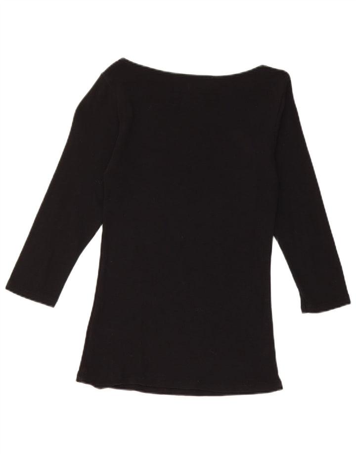 Zara Damen-Top, 3/4-Ärmel, UK-Größe 8, S, schwarze Baumwolle