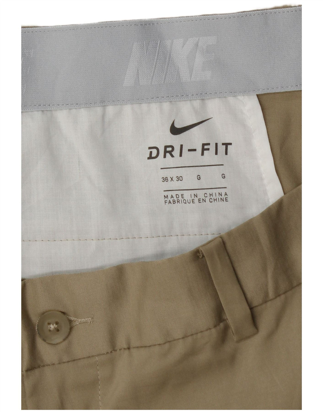 NIKE Mens Dri Fit Straight Chino Trousers W36 L30  Beige Polyester