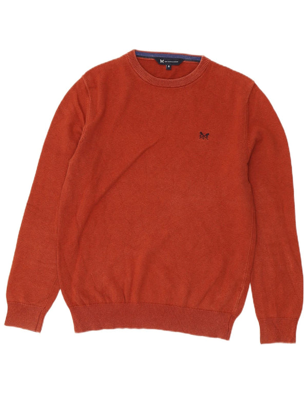 CREW CLOTHING Herren-Pullover mit Rundhalsausschnitt, Größe S, Orange, Baumwolle