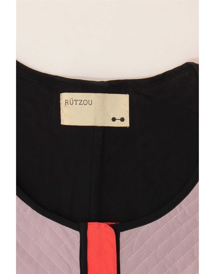 Rutzou Womens Crop Weste EU 40 Medium Mehrfarbige Colourblock-Seide