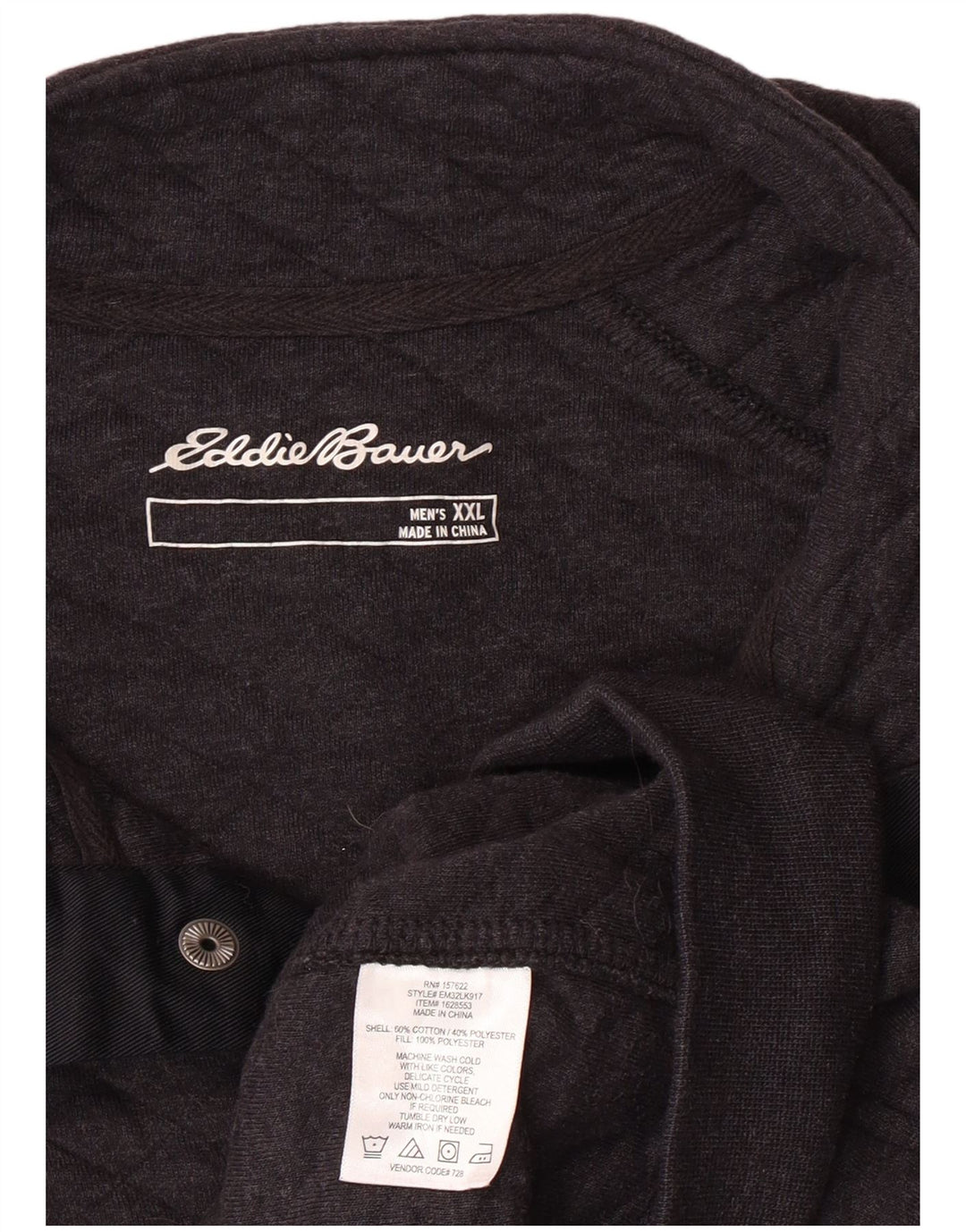 Eddie Bauer Herren-Sweatshirt mit Knopfkragen, 2XL, graue, geometrische Baumwolle
