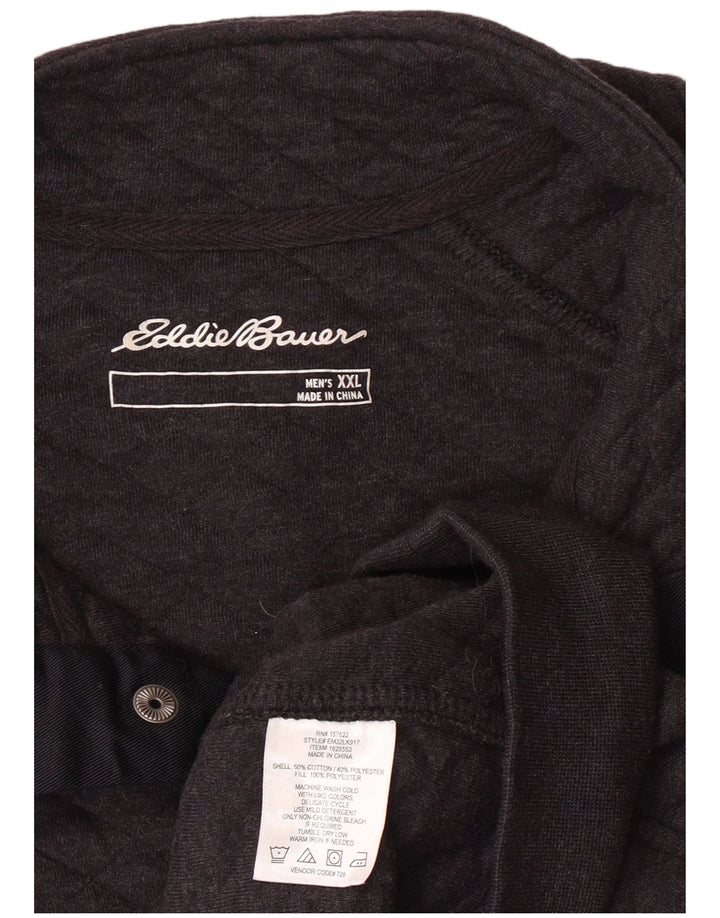 Eddie Bauer Herren-Sweatshirt mit Knopfkragen, 2XL, graue, geometrische Baumwolle