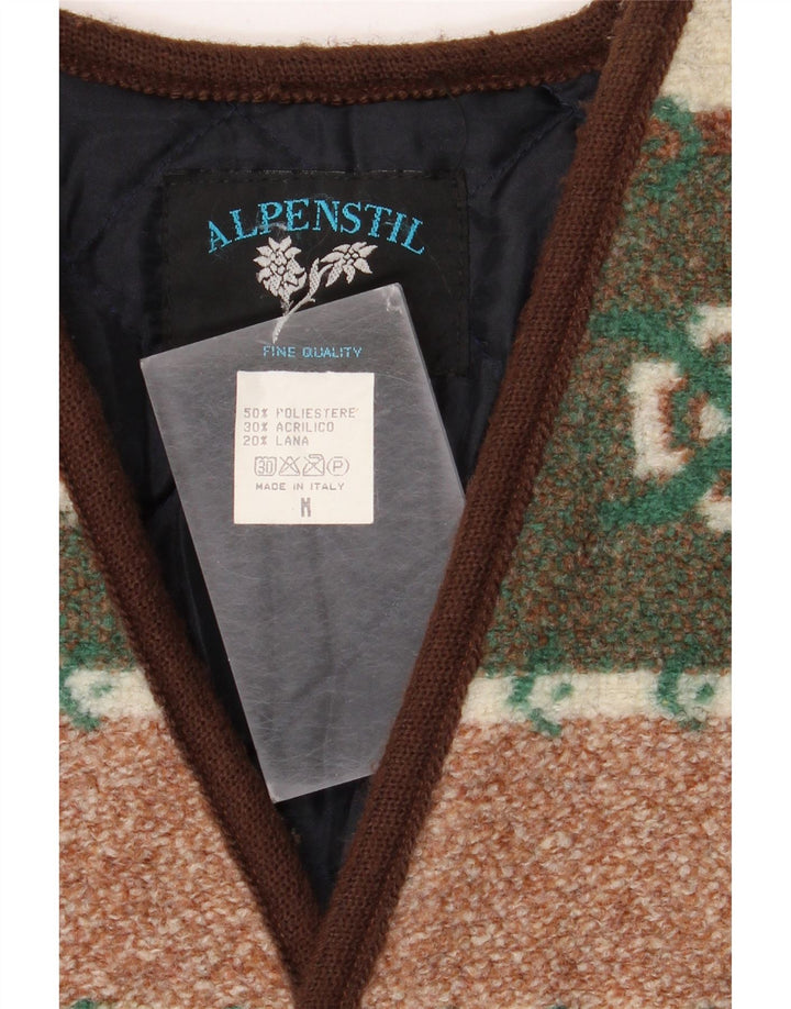 Vintage Herrenweste UK 38 Mittelmehrfarbiges geometrisches Polyester