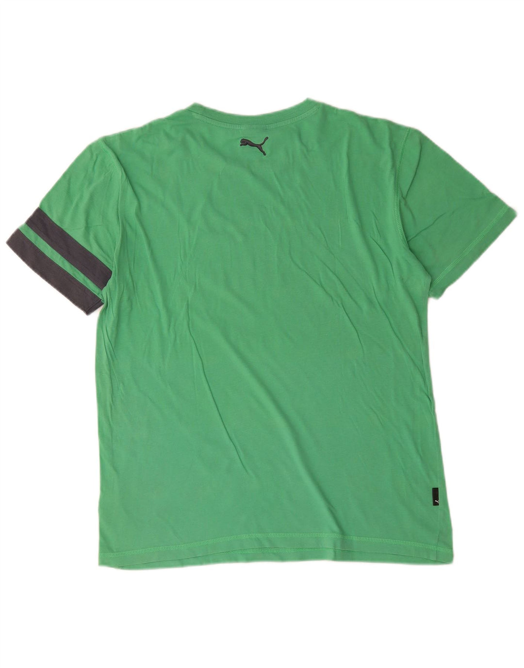 Puma Herren Grafik-T-Shirt-Oberteil aus mittelgrüner Colourblock-Baumwolle