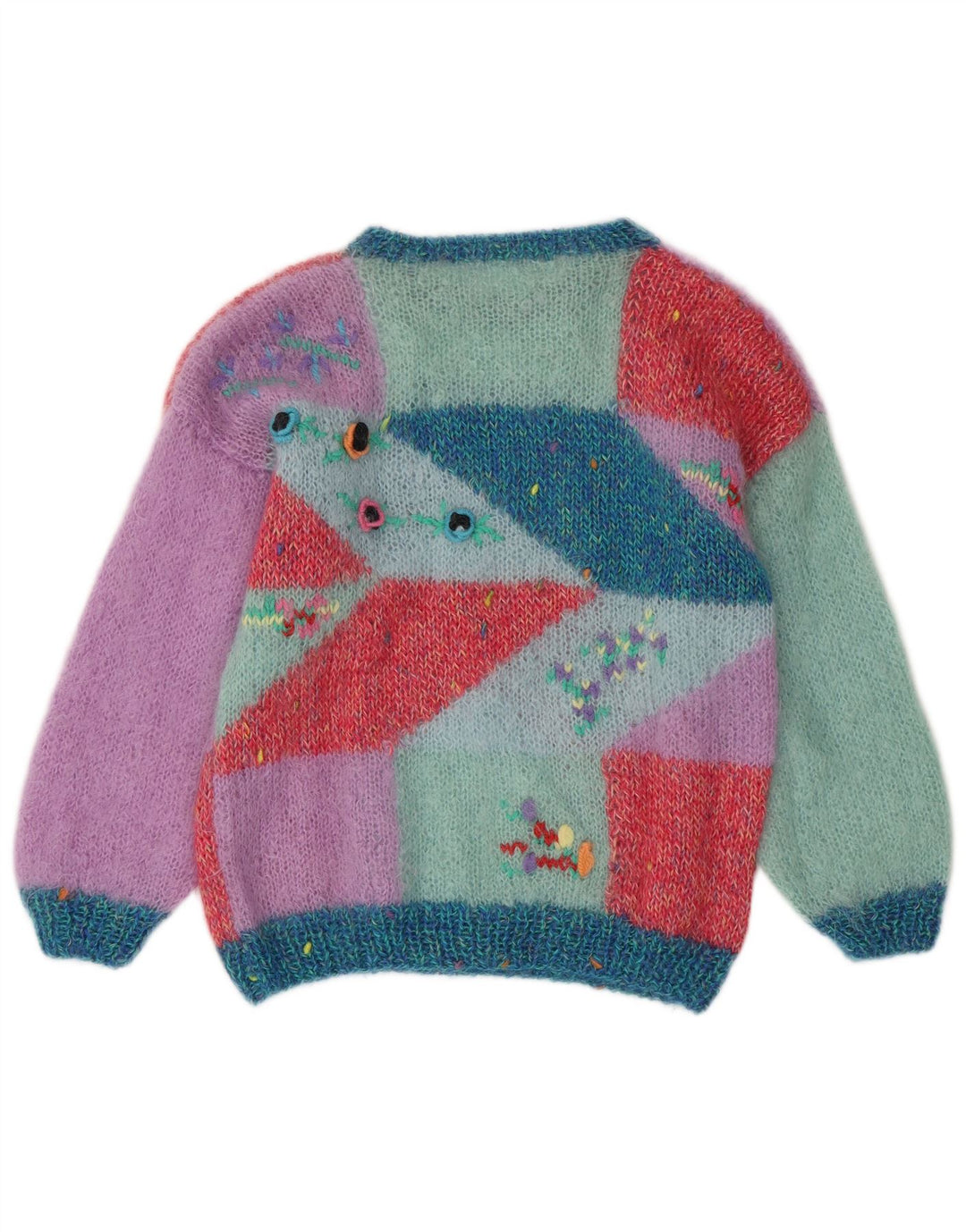 Vintage Damen Rundhalspullover Pullover UK 16 Groß Mehrfarbig