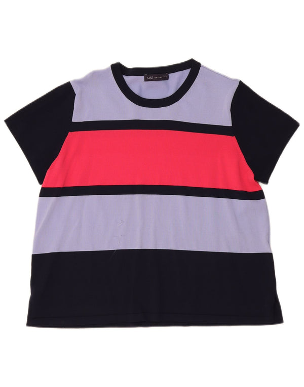 Marks & Spencer Damen T-Shirt Top UK 20 2XL Mehrfarbig gestreift