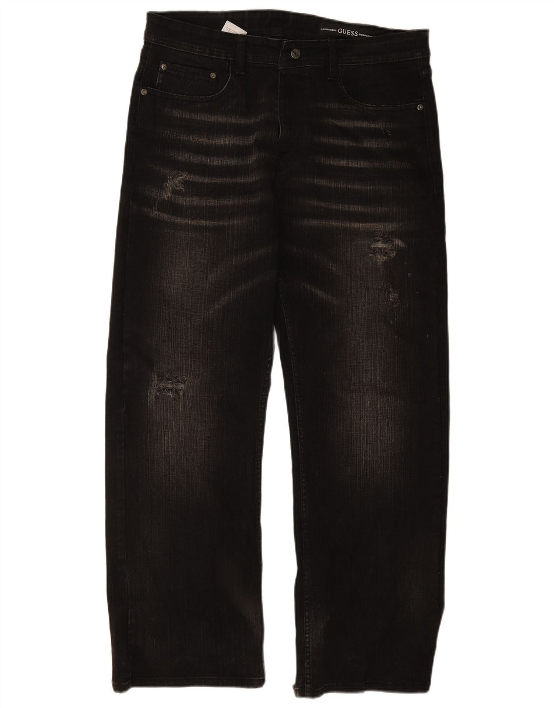 GUESS Herren Straight Jeans W36 L30 Schwarze Baumwolle