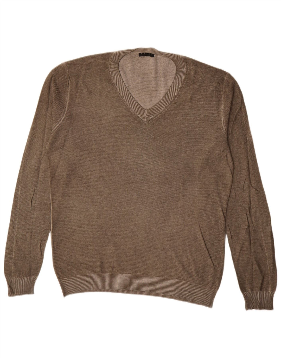 Sisley Herren-Pullover mit V-Ausschnitt, Größe L, Braun