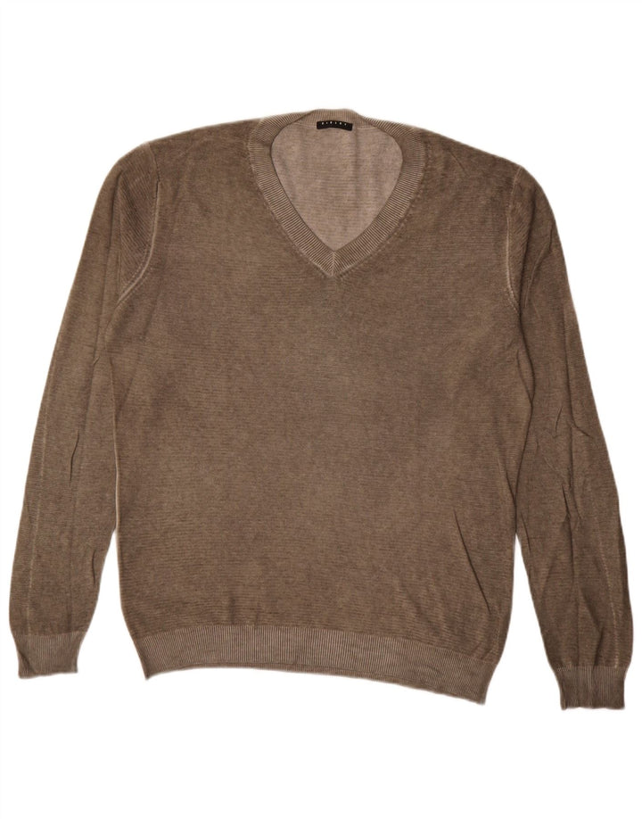 Sisley Herren-Pullover mit V-Ausschnitt, Größe L, Braun