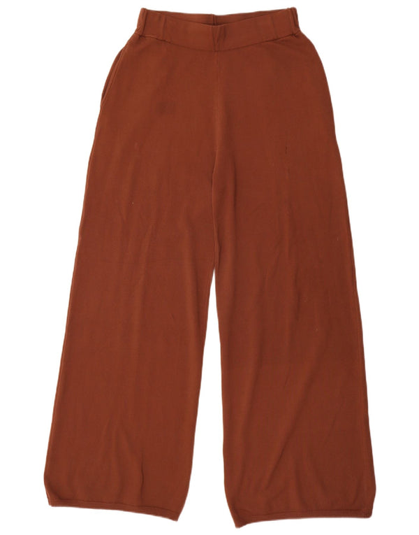 Zara Damen-Hose mit hoher Taille und weitem Bein, Größe S, W26, L30, braune Viskose