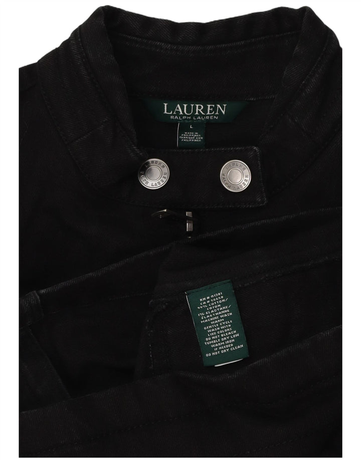 Ralph Lauren Damen Bomberjacke UK 16 Große schwarze Baumwolle