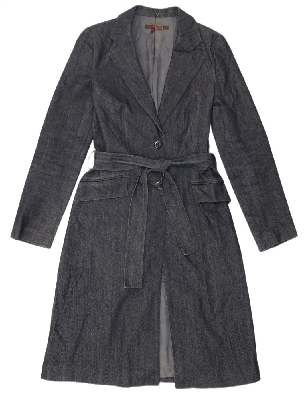 Zara Damen Mantel UK 12 Medium Marineblau Baumwolle