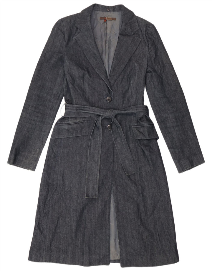 Zara Damen Mantel UK 12 Medium Marineblau Baumwolle