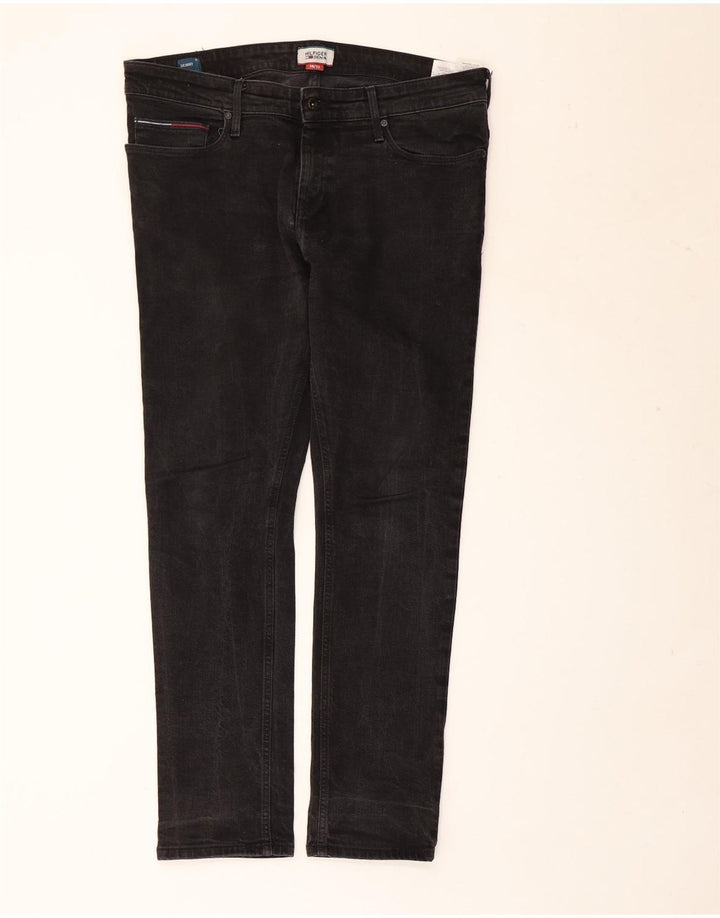 TOMMY HILFIGER Herren Skinny Jeans W38 L32 Schwarze Baumwolle
