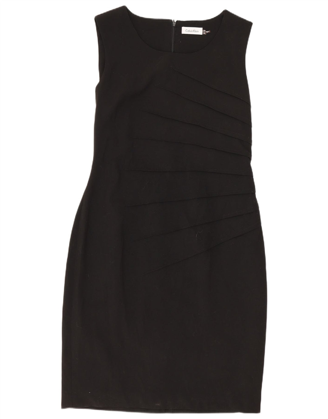 CALVIN KLEIN Damen Ärmelloses Etuikleid US 8 Medium Schwarz Polyester