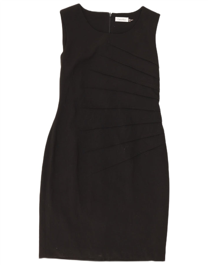 CALVIN KLEIN Damen Ärmelloses Etuikleid US 8 Medium Schwarz Polyester