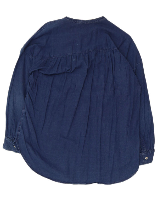 Massimo Dutti Damen Bluse Top UK 12 Mittelblau